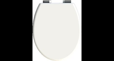 Allibert wc-bril CILENTO  - geperst hout - soft close - verchroomde scharnieren - wit gelakt