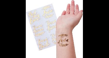Tattoos rosé goud (12 stuks) | Vrijgezellenfeest | Love - team bride - Team groom