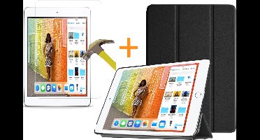 Hoes + Screenprotector geschikt voor iPad 2018 / 2017 9.7 Inch - Book Case Zwart