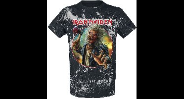Iron Maiden Axe Eddie Blacksplattered Heren T-shirt - zwart/grijs - L