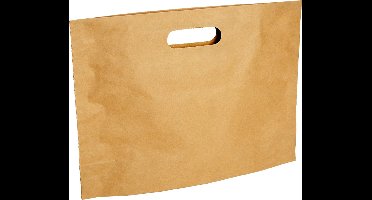 Tassen Papier - Bruin - Handgreep Uitgestanst - 35 x 27 + bodem 2 x 5 cm
