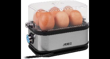 Princess Eierkoker 262046 – voor 1 tot 6 eitjes – 400 W - RVS - Hard, Zacht en Medium gekookt - Timer - Inclusief maatbeker en eierprikker