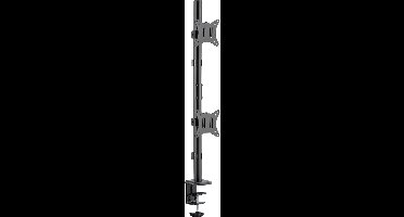 Gembird MA-D2-02 Monitor Arm - Voor 2 Schermen Verticaal - Draai en Kantelbaar - 17 t/m 32 inch - Schermen boven elkaar - Roterend - Zwart