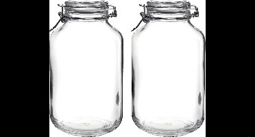 2x stuks weckpotten/inmaakpotten 4000 ml met beugelsluiting 15 x 28 cm - 4 liter