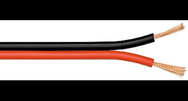 Luidspreker kabel (CU koper) - 2x 0,75mm² / rood/zwart - 10 meter