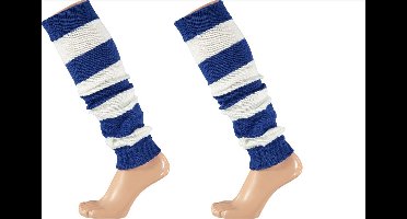 Paar beenwarmers blauw /wit - Festival party thema feest carnaval sport Oktoberfest