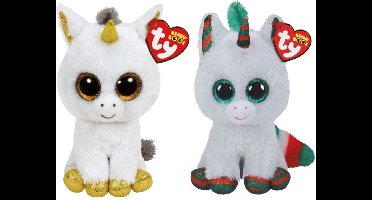Ty - Knuffel - Beanie Boo's - Pegasus Unicorn & Christmas Unicorn