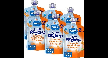 Nestlé Little Rockets Knijpfruit Appel Wortel Pompoen - Peutervoeding Tussendoortjes 2+ - 6 stuks x 150g