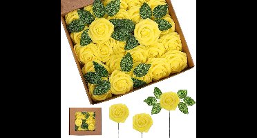 Bloemen- kunstbloemen- Rozen- kunstplanten voor binnen- kunstplant- Nepbloemen - 25 bloemen