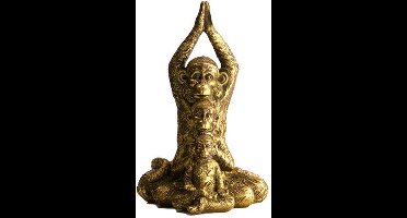 DNC Apen beeldje polyresin 13x14.5x20.5cm Goud