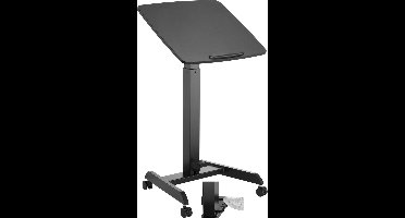 VDD Gaming - Katheder - Lessenaar - Bureau - Laptop Tafel - Zit Sta Bureau - Verrijdbaar - Workstation - Laptop Standaard - Laptoptafel - Bijzet Tafel op Wielen - Zwart - In hoogte verstelbaar - Maximale hoogte 113 cm - Bureaublad - 60 x 53 cm