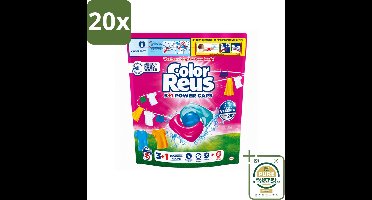 20 x Color Reus - 3+1 Power Caps - Gekleurde Was - 45 Wasbeurten - Wasstrips - Gekleurde Was - Wasmiddel - Wasresultaat - Kleurbescherming - Vlekverwijdering