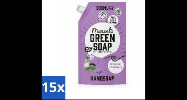 15 x Marcel’s Green Soap – Handzeep Navulling – Lavendel & Rozemarijn – 500 ml - Voordeelverpakking - 15 stuks