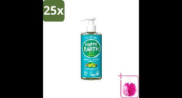 25 x Happy Earth – Handzeep – 100% Natuurlijk Cedar Lime – 300 ml - Bulkverpakking - Natuurlijke handzeep - Douchemop - Vegan handzeep