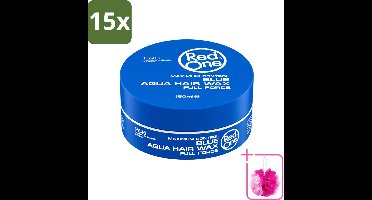 15 x Red One - Haarwax - Blue - Aqua Hair Wax - Voor Sterke Hold & Glanzende Finish - 150 ml - Bulkverpakking - Haarwax - Douchemop - Krachtige houding