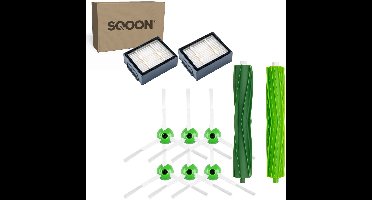 SQOON® vervangingsset geschikt voor iRobot Roomba E, i en j serie - 9-delige onderhoudskit met HEPA filters, zijborstels en borstelrol voor optimaal robotstofzuigeronderhoud