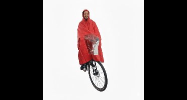 HOOODIE Poncho Deluxe - Regenjas - op Fiets - Rood