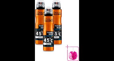 3 x L'Oréal Men Expert Deo Spray - Deodorant - Thermic Resist - 150 ml - Bulkverpakking - Deodorant spray - Douchemop - Thermic resist
