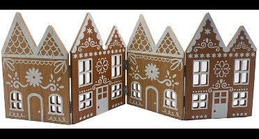 Sfeervol Opvouwbaar Houten Peperkoekhuisjes Scherm - Rustieke Kerstdorp Tafeldecoratie - 59 cm