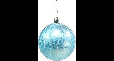 Kerstbal kunststof blauw-turkoois Ø8cm 2st
