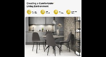 Stoelhoezen - 4 Stuks - 46D x 45B x 43H centimeter - Spandex Materiaal - Afneembare - Wasbare -met Rugleuning - Grijs -Rimpelbestendig, vlekbestendig - gemakkelijk te onderhouden - modern - Effen