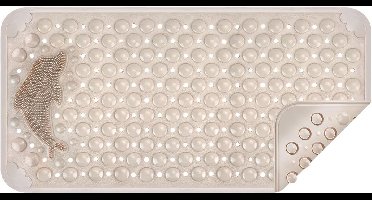 Badmat - 70L x 35B centimeter - antislip - voetmassage - met dolfijnvormige - zuignappen - Kleur : Kaki