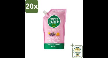20 x Happy Earth – Handzeep Navulling – 100% Natuurlijk Lavender Ylang – 600 ml - Grootverpakking - Handzeep Navulling - Natuurlijke Handzeep - Vegan Handzeep - Lavendel Handzeep - Ylang Handzeep