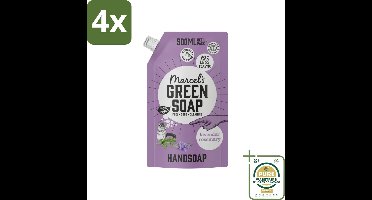 Marcel’s Green Soap – Handzeep Navulling – Lavendel & Rozemarijn – 500 ml - Voordeelverpakking - 4 stuks - Plantaardige handzeep - Lavendel handzeep