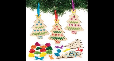 Boraboi® Creatieve kruissteek knutselset voor kinderen met kerstthema, set van 5