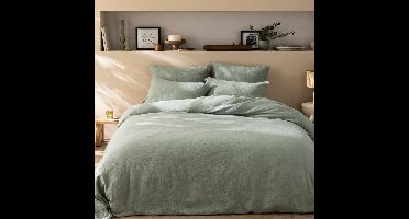 Matt & Rose Dekbedovertrek Mosgroen - 240 x 220 + (2x) 65 x 65 - Mousseline Katoen
