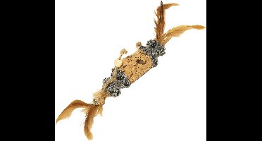 Duvoplus - Speelgoed Voor Dieren - Kat - Cork Vat Met Veren & Bel 26x3x3cm Bruin - 1st