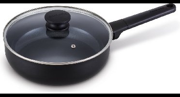 Brabantia VANTA Hapjespan - Ø 24 cm - met deksel - Keramische antibaklaag - Titanium versterkt - PFAS-vrij - Geschikt voor inductie - Zwart