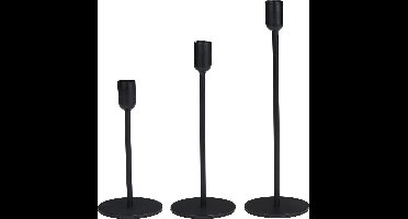 Arti Casa Kandelaars Zwart - Kaarsenhouders 3 Stuks - Geschikt voor Kaarsen Ã˜2cm - Metaal