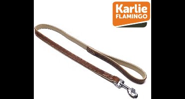 KARLIE FLAMINGO Comfort Hondenriem / Hondenlijn - Echt Leder - Bruin - L/XL - Breedte: 22 mm - Lengte: 100 cm