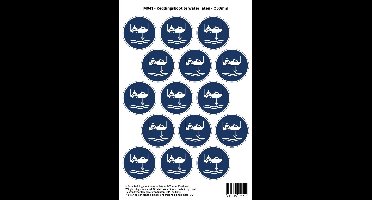 Pictogram sticker M041 - Reddingsboot te water laten - Ø50 mm - 15 stickers op 1 vel