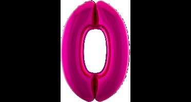 Cijferballon folie nummer 0 | Opblaascijfer 0 roze 102cm