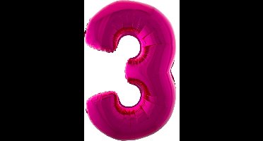 Cijferballon folie nummer 3 | Opblaascijfer 3 roze 102cm