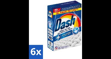 6 x Dash - Witter dan Wit - Snel Oplossend Waspoeder - Witte Was - 70 Wasbeurten - Waspoeder - Wit Was - Anti-residu - Wasmiddel - Energiebesparend