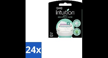 24 x Wilkinson – Scheermesjes – Intuition Dry Skin Sensitive Care – 3 Scheermesjes - Scheermesjes Voor Gevoelige Huid - Gevoelige Huid Scheeren - Aloe Vera Scheermesjes - Vitamine E Scheermesjes - Zachte Scheermesjes