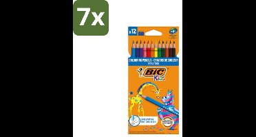 7 x Bic Kids - Kleurpotloden - Diverse Kleuren - Evolution - 12 Potloden - Kleurpotloden Voor Kinderen - Kleurpotloden Evolution - Kleurpotloden Voor Jonge Kunstenaars - Duurzaam Tekenen - Creatieve Potloden