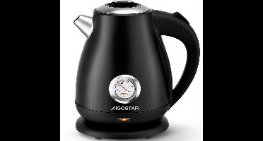 Aigostar Waterkoker Retro - Elektrische Waterkoker - Temperatuurindicator - BPA-vrij - 1.7 Liter- Zwart