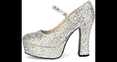 Plateau schoenen glitter-zilver