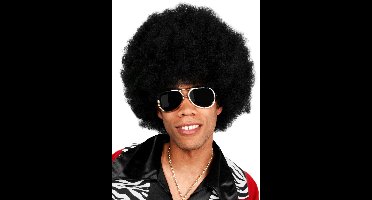 Afro Pruik Deluxe Zwart - Color Hair Carnaval Halloween