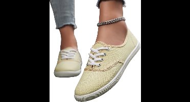 Currero Schoenen Dames - Sneakers - Comfortabel - Slippers - Casual - Volwassenen - Beige 37.5