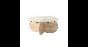 Skye Decor, Salontafel, Bubble - Transparent, Glas, Travertin, 75 x 75 x 35 cm