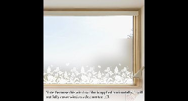 Raamfolie privacy vinyl matte raamfolie lijmvrije glas-in-lood raamfolie, verwijderbaar, bloemige statische films voor keuken, badkamer, kinderkamer 90 x 200 cm