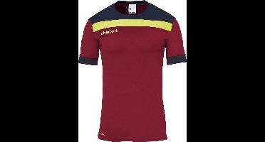 Uhlsport Offense 23 Shirt Korte Mouw Kinderen - Bordeaux / Marine / Fluogeel | Maat: 152