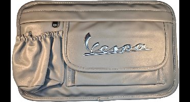 Leren Tas voor Piaggio Vespa - Leren opbergtas voor Piaggio Vespa Motor Scooter - Waterdicht - Leer / PU - Grijs / Silver