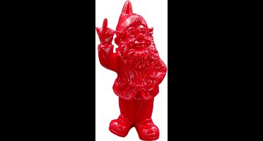 Stoobz kabouter fuck you rood - kabouter met middelvinger - 20 cm groot - kabouter FY - tuinkabouter - stoute kabouter