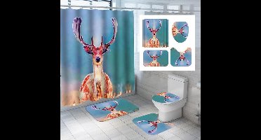 DOUCHEGORDIJN + BADMAT - 180 X 180 CM - Douchegordijn - Badmat .